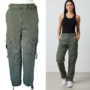 EXPRESS High Waisted Cargo Jogger Pant Size 8 Long Olive Army Green Utility